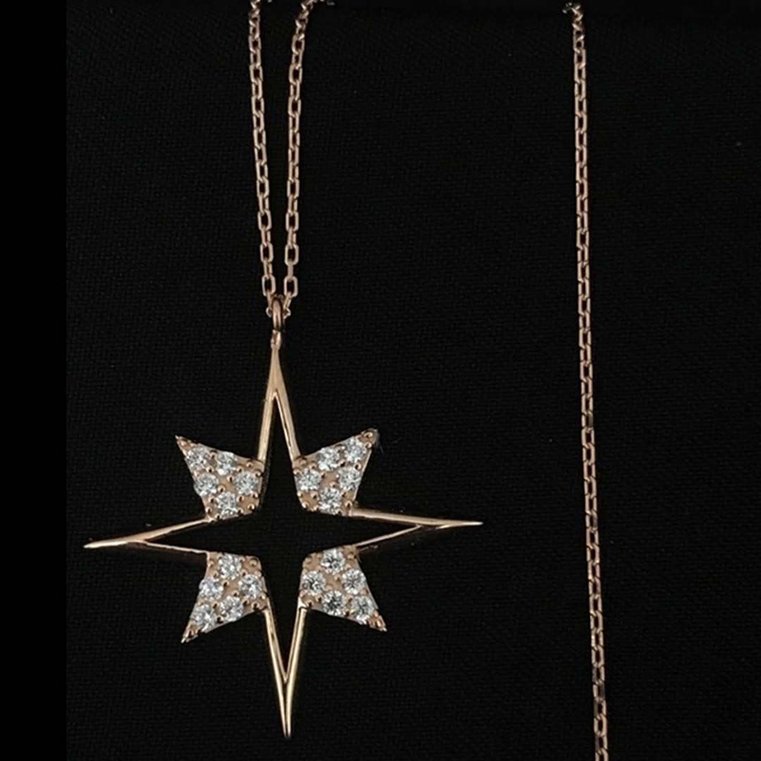 Taş Detaylı Yıldız Kolye KL0285