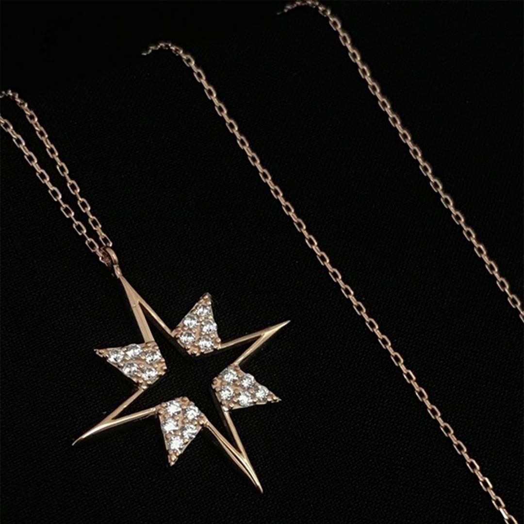 Taş Detaylı Yıldız Kolye KL0285