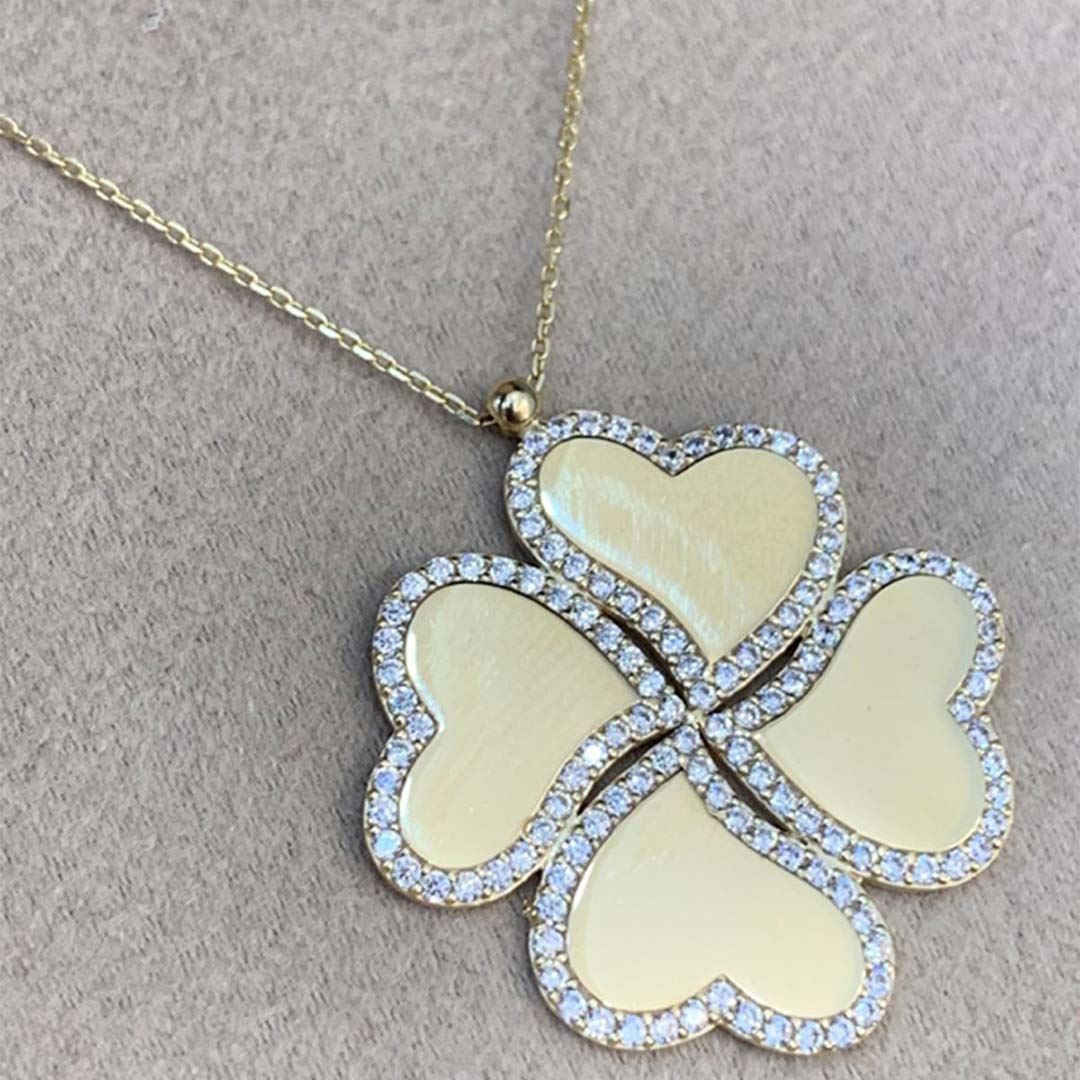 Taşlı Yonca Kolye Y00057