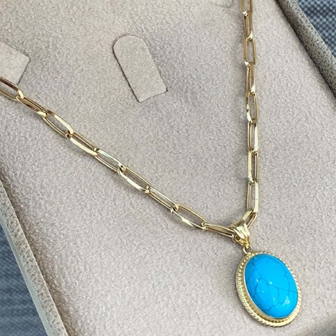 Firuze Taşlı Kolye Y00076