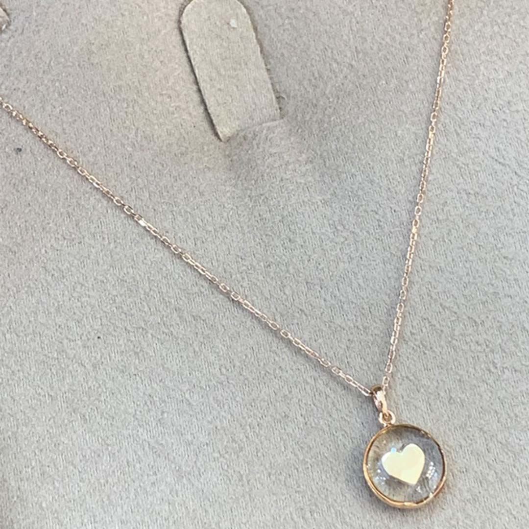 Şeffaf Taşlı Kalp Kolye Y00080