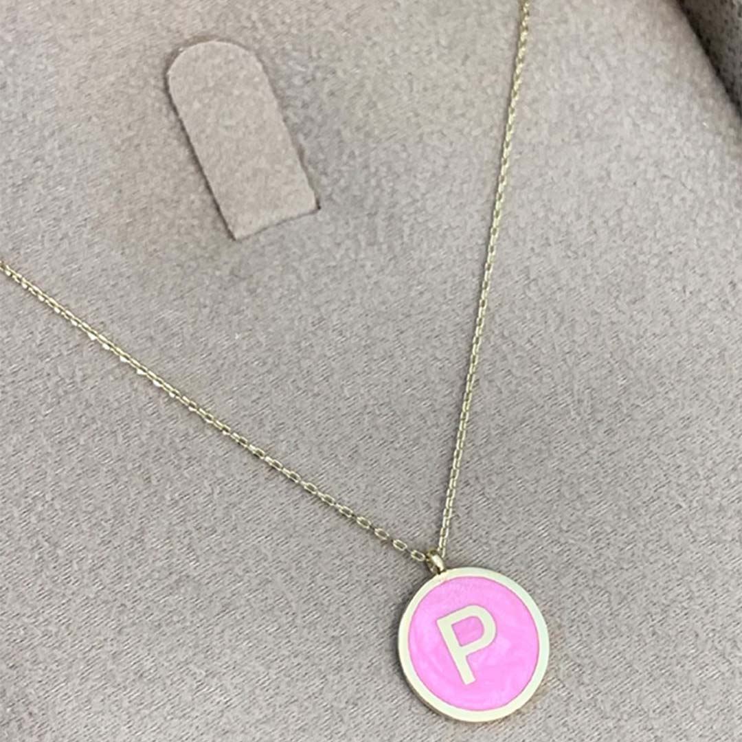 Renkli Mineli Harf Kolye Y00098