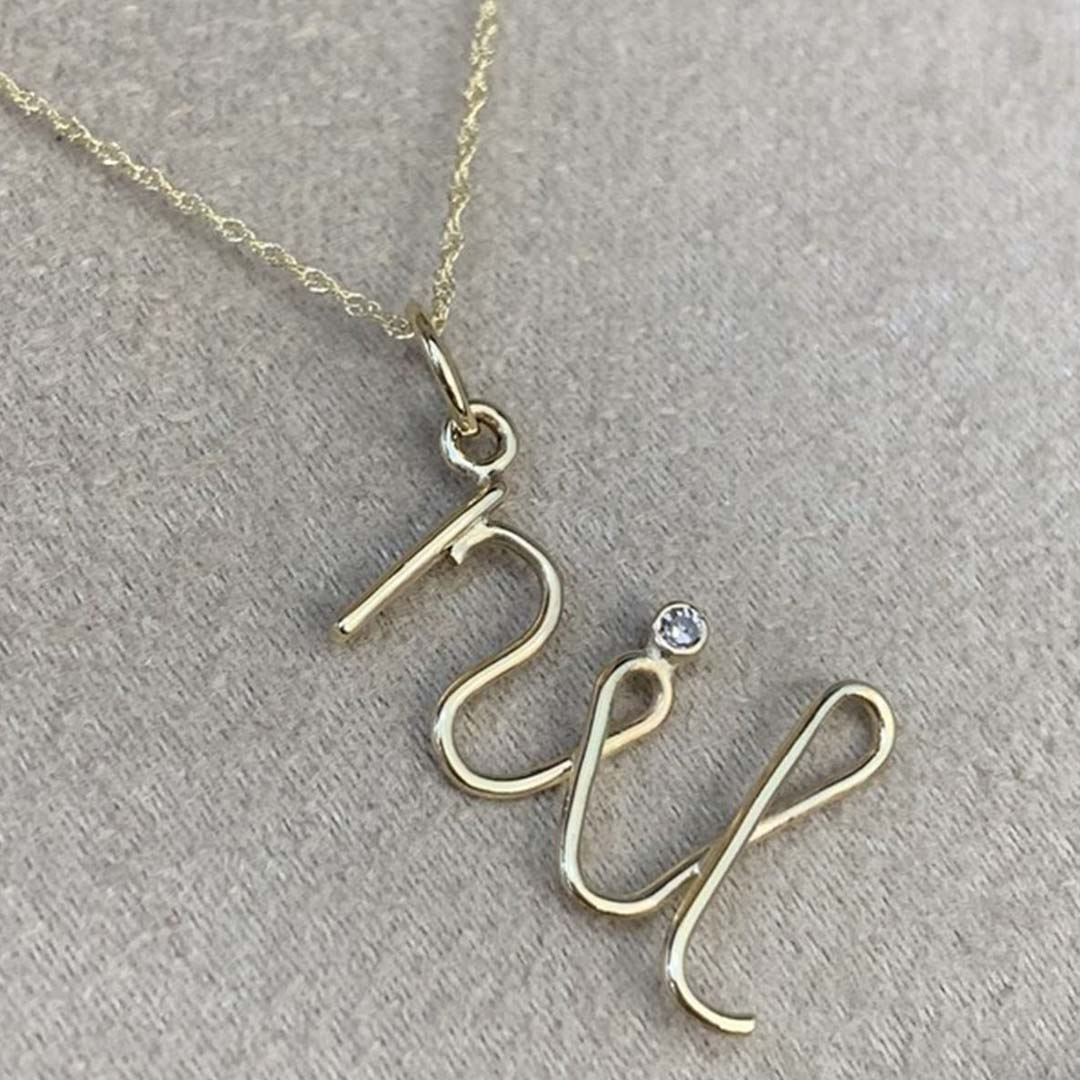 Özel Yapım Pırlanta Taşlı İsim Kolye Y00264