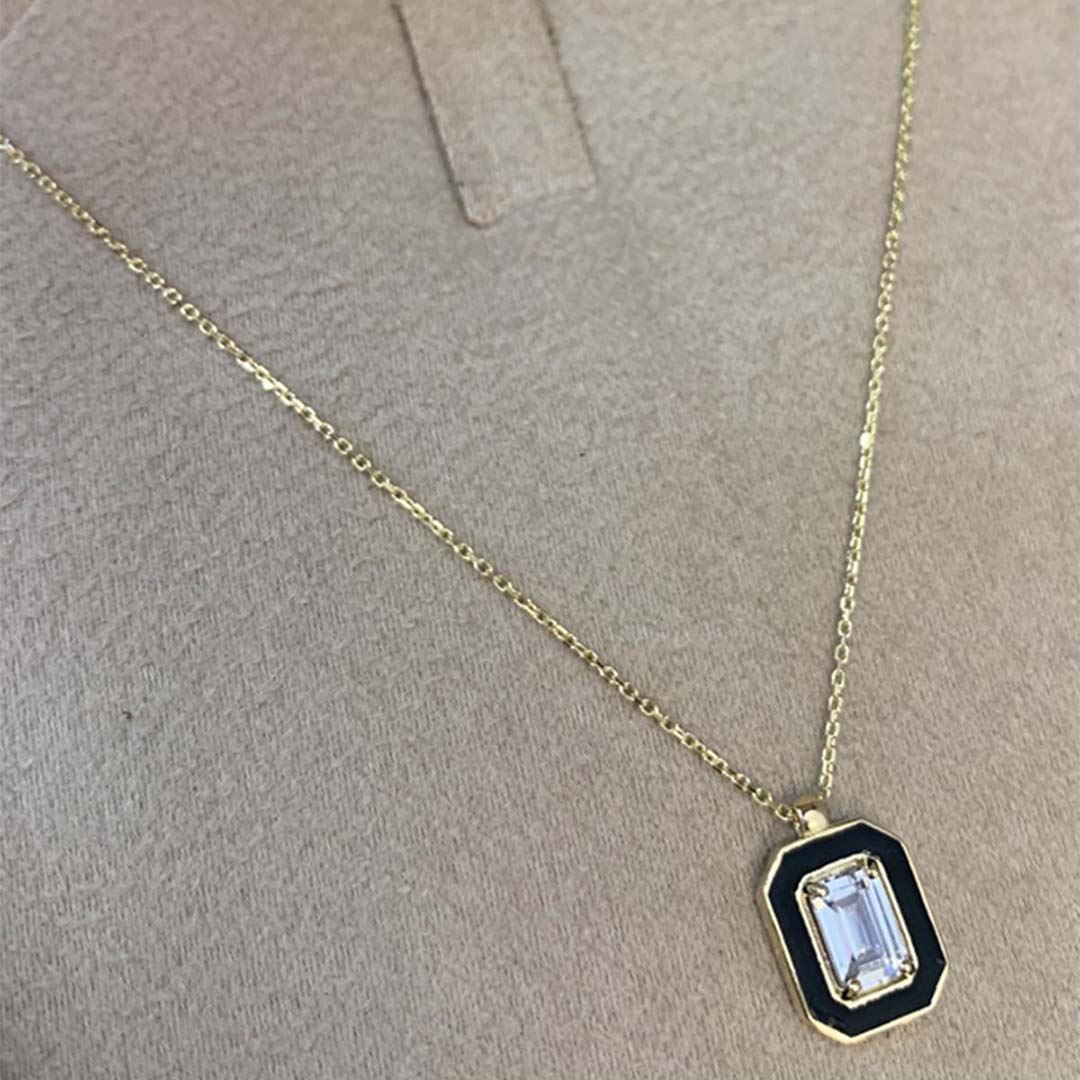 Siyah Mineli Baget Kolye Y00355