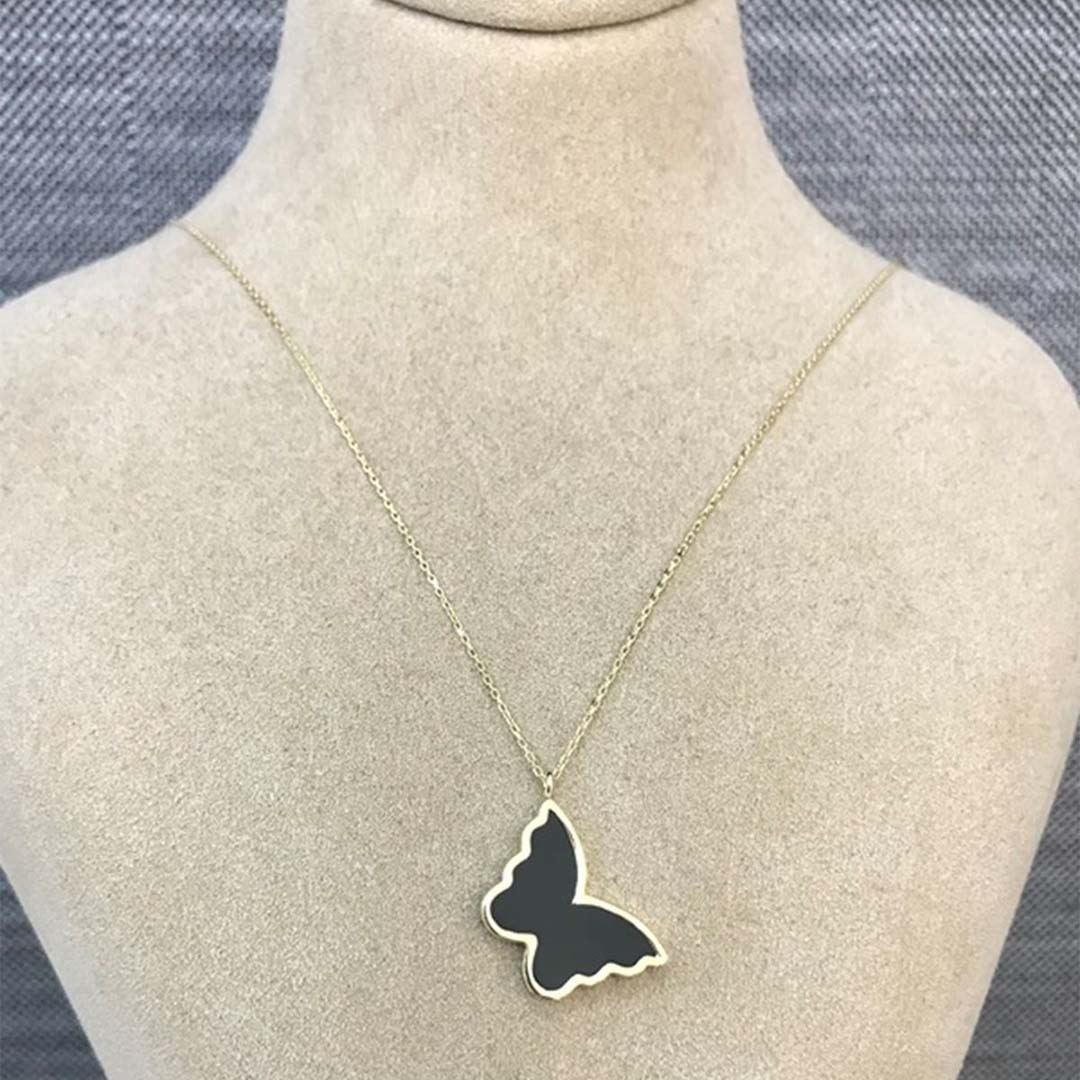 Onix Taş Kelebek Kolye Y00666