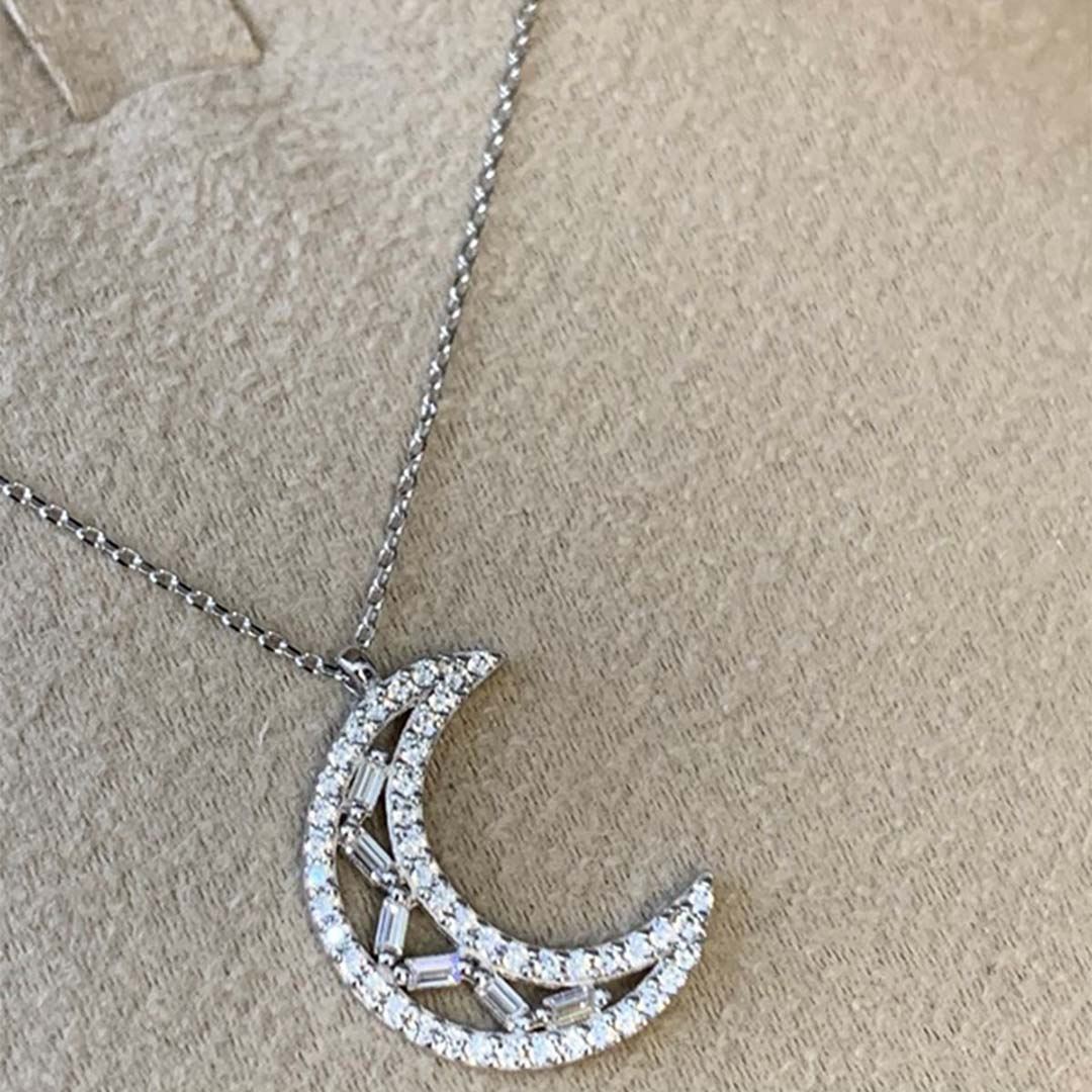 Baget Taşli Ay Kolye Y00838