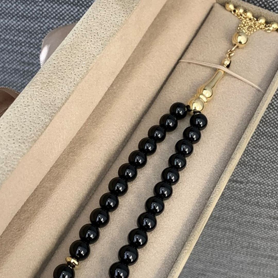 Onix Taşli Altin Tesbih TSBH082