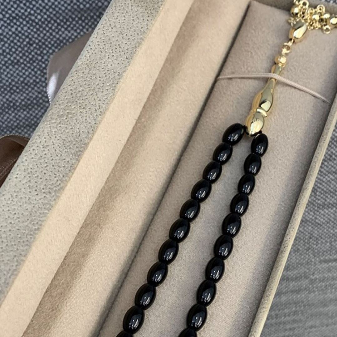 Onix Taşli Altin Tesbih TSBH074