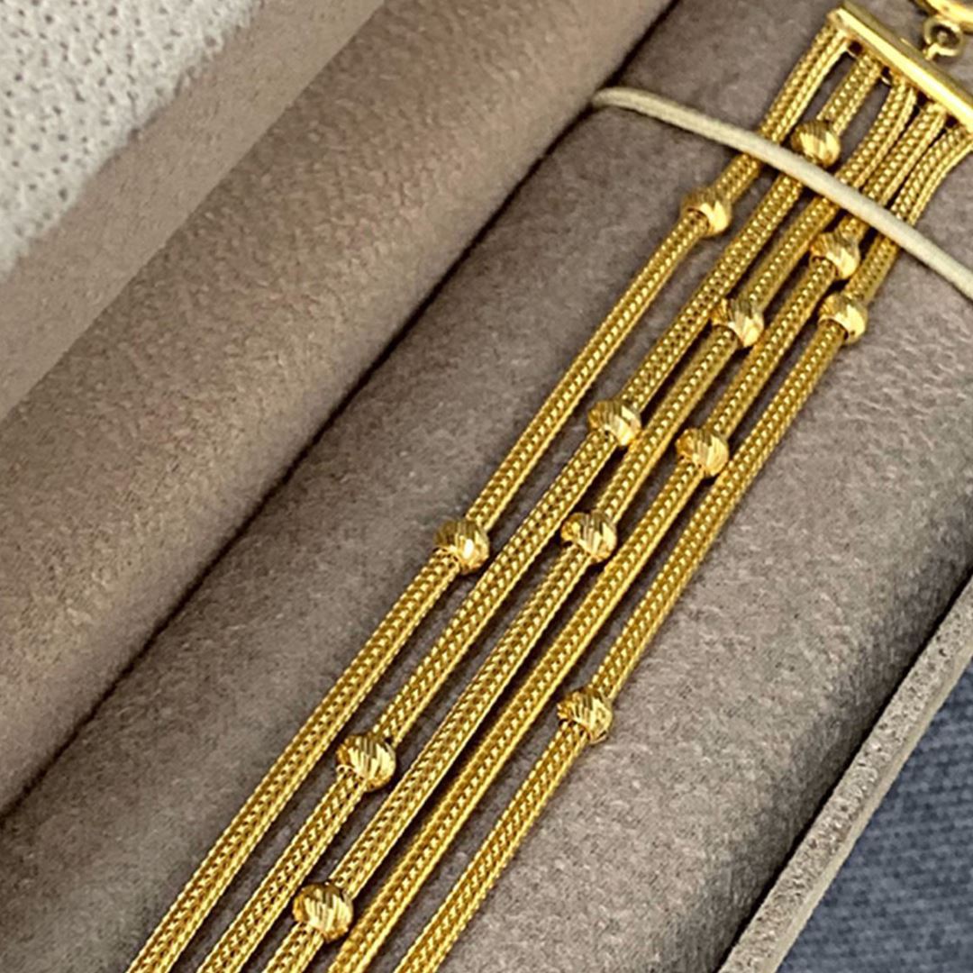 Beş Sıra Dorika Toplu Yaldızlı İtalyan Bileklik BL0012