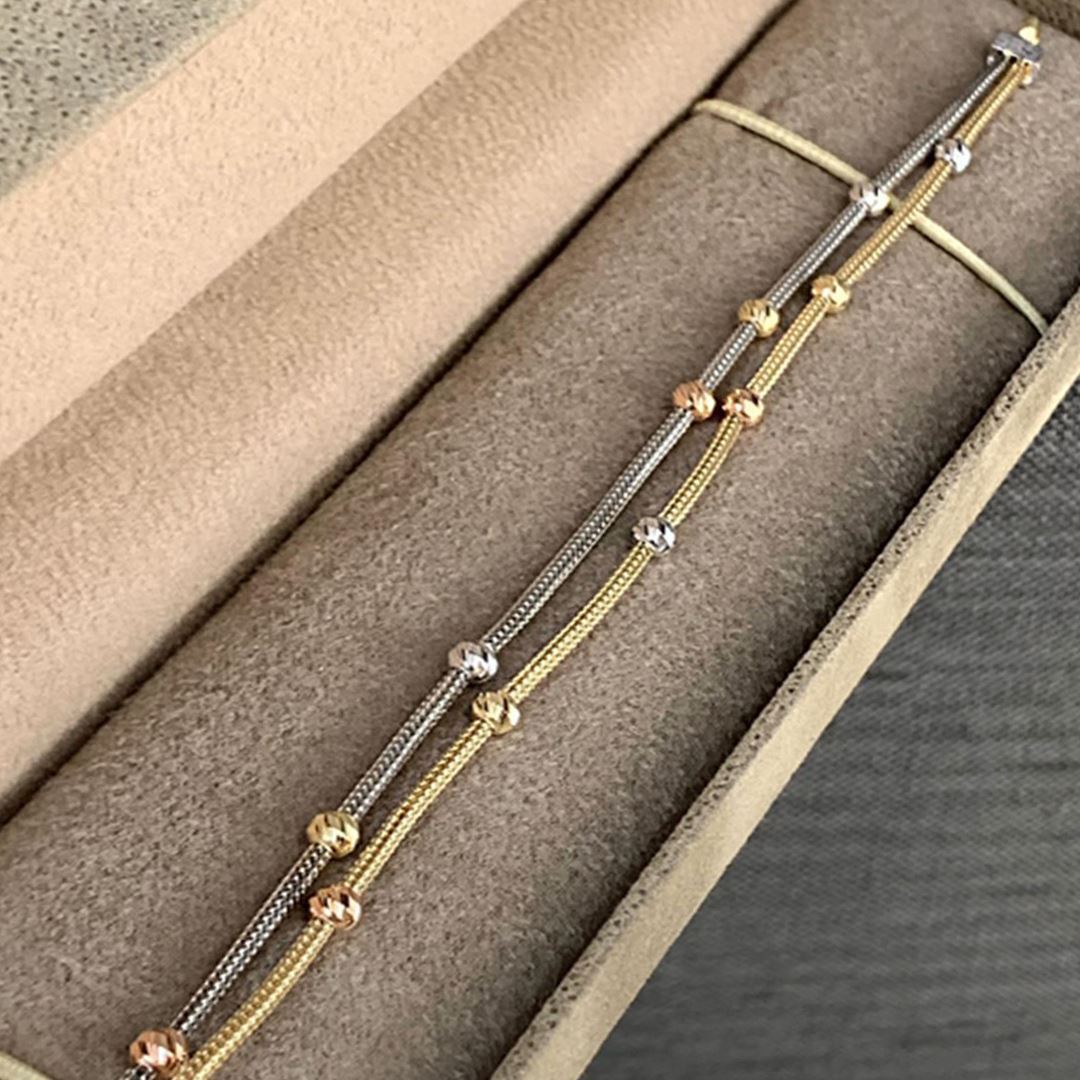 İtalyan Dorika Toplu Renkli İki Sıra Bileklik BL0130 