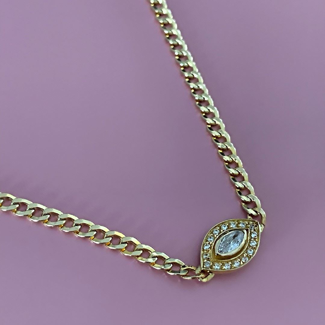 Göz Figürlü Taşlı Kolye GK001