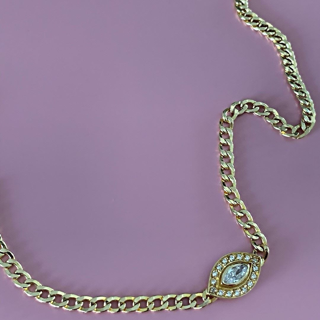 Göz Figürlü Taşlı Kolye GK001