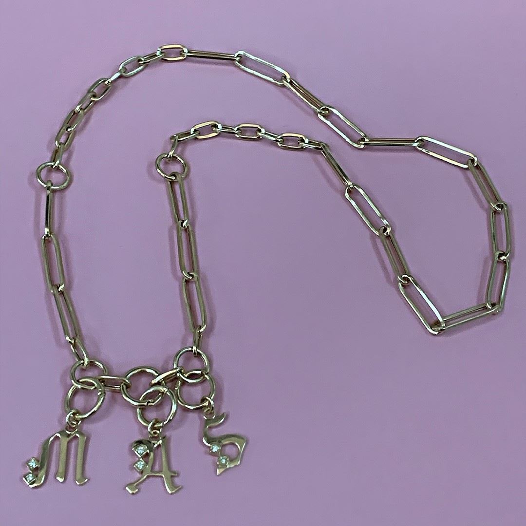 Pırlanta Taşlı Harfli Kolye GK008