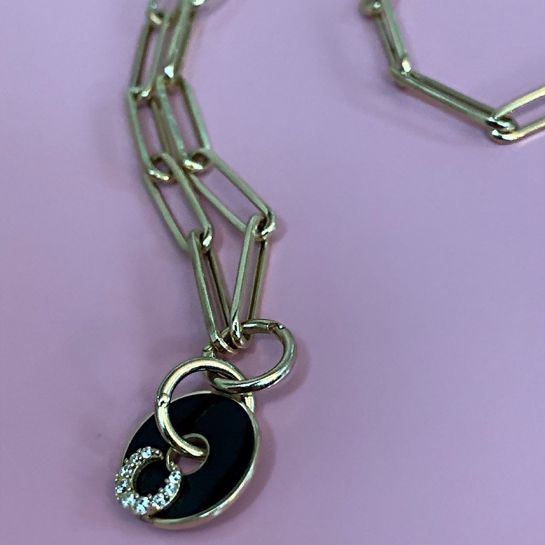 Siyah Mineli Ay Figür Kolye GK012