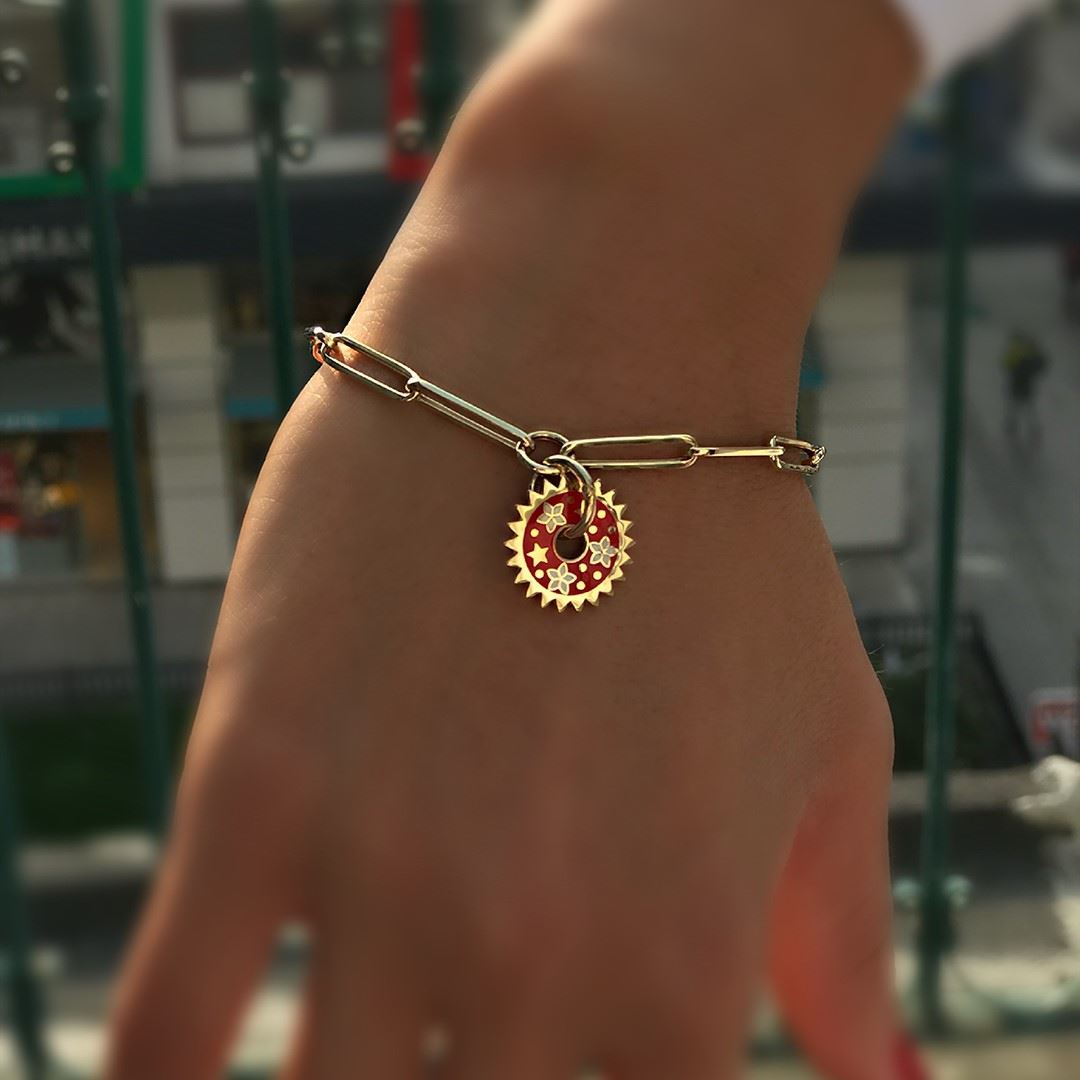 Kırmızı Mineli Yıldız Bileklik GK021