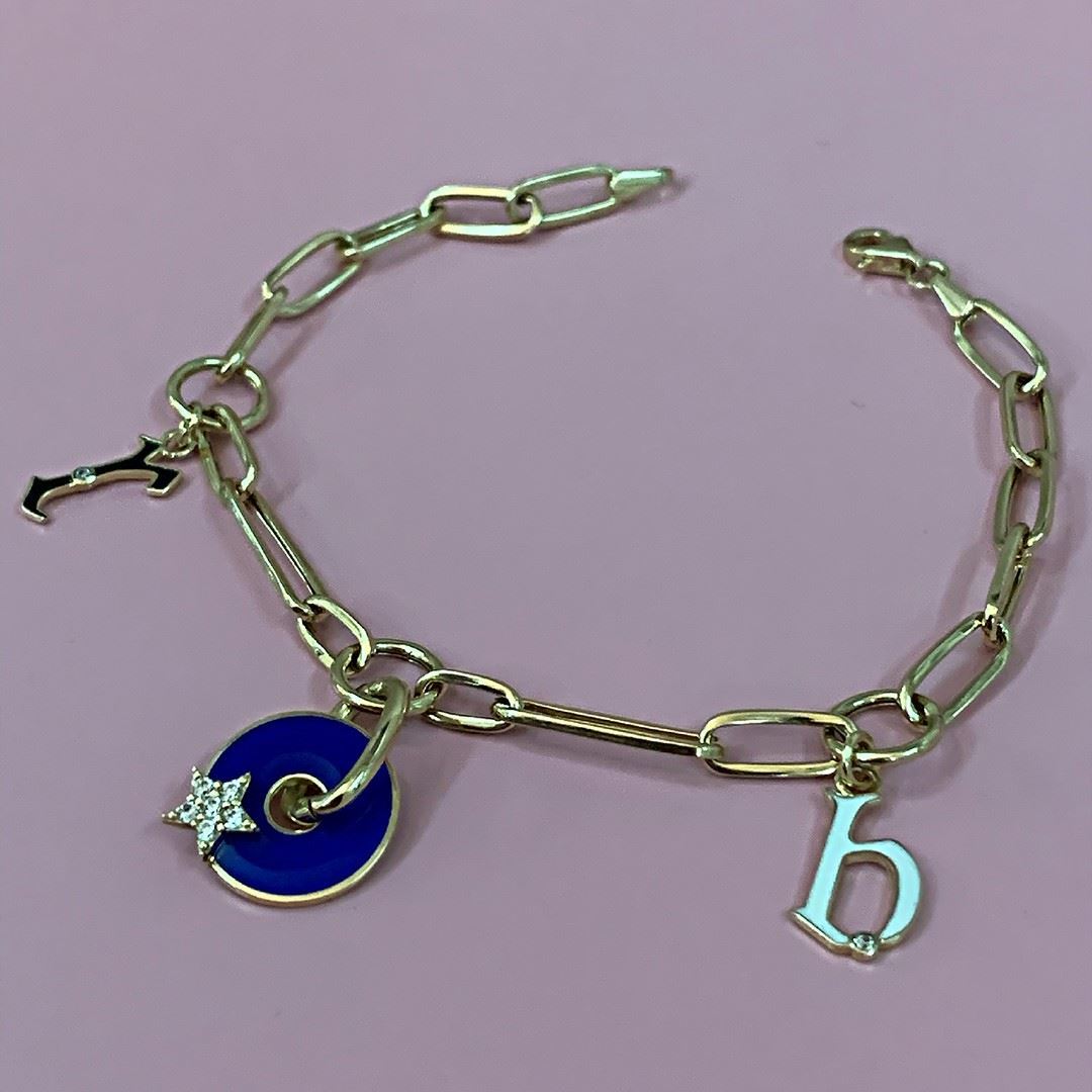 Lacivert Mineli Harfli Bileklik GK022