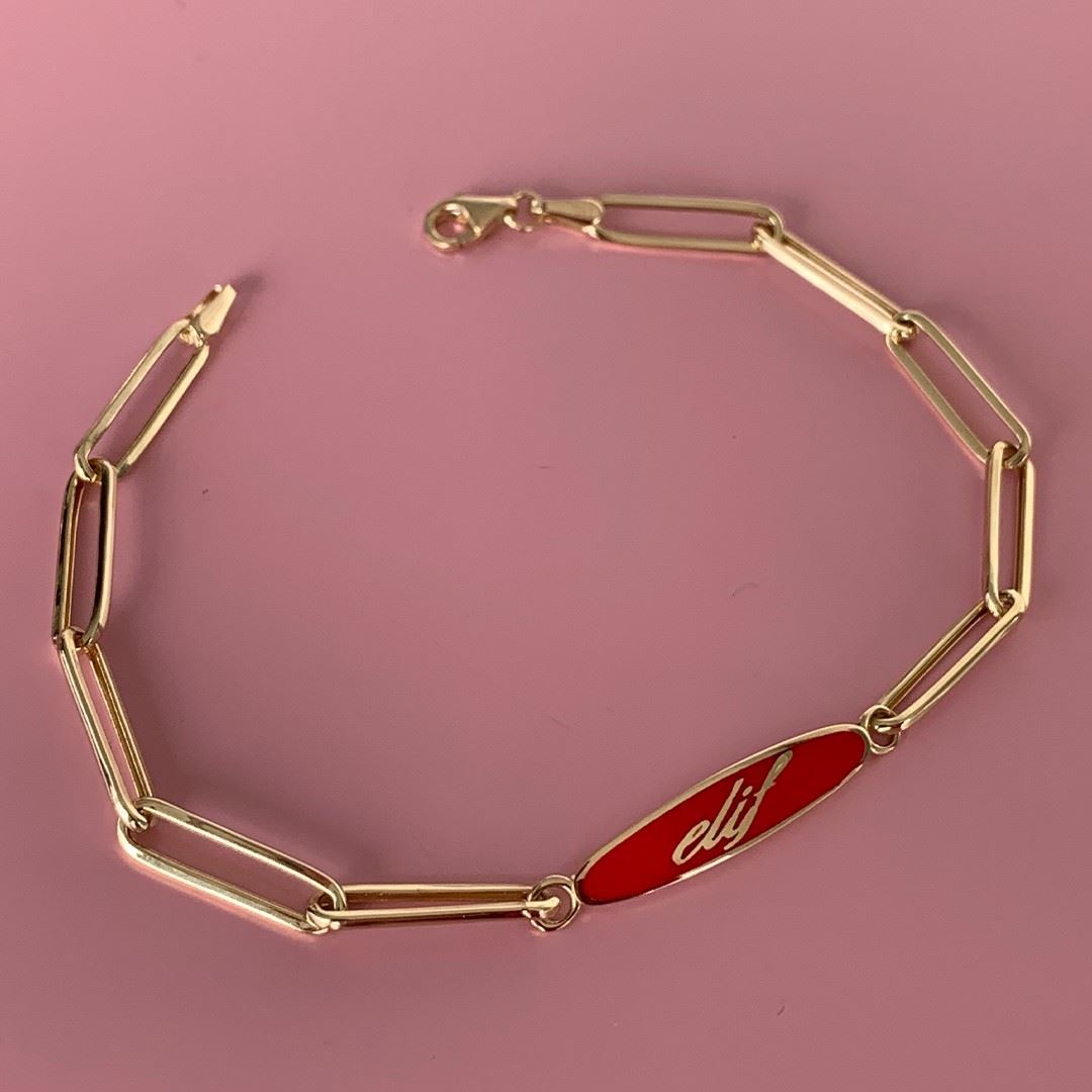 Kırmızı Mineli İsim Bileklik GK033