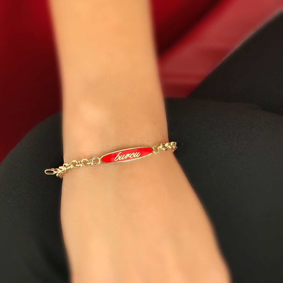 Kırmızı Mineli İsim Bileklik GK033