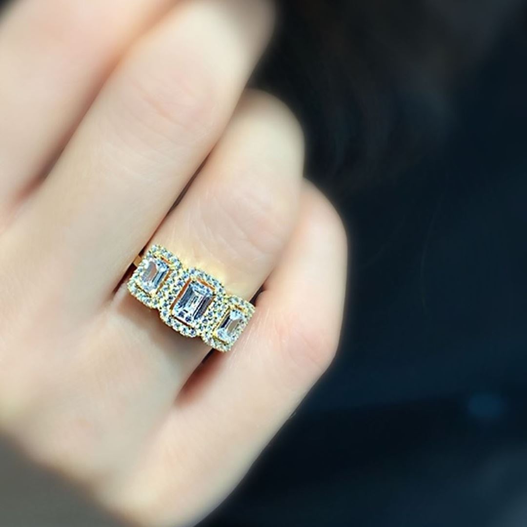 Baget Üç Taş Altin Yüzük Y00776