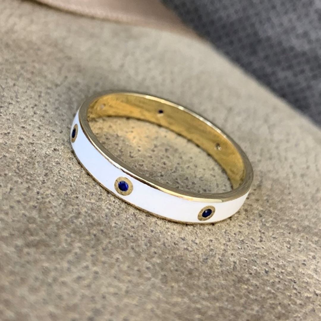 Beyaz Mineli Mavi Taşlı Yüzük Y00598