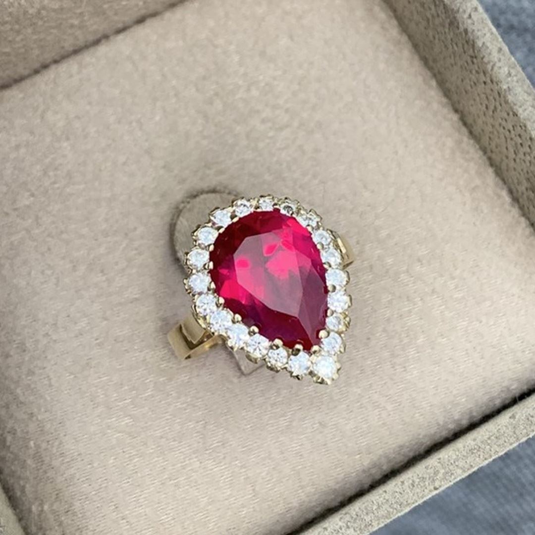 Kırmızı Taşlı Altın Yüzük YZ0001