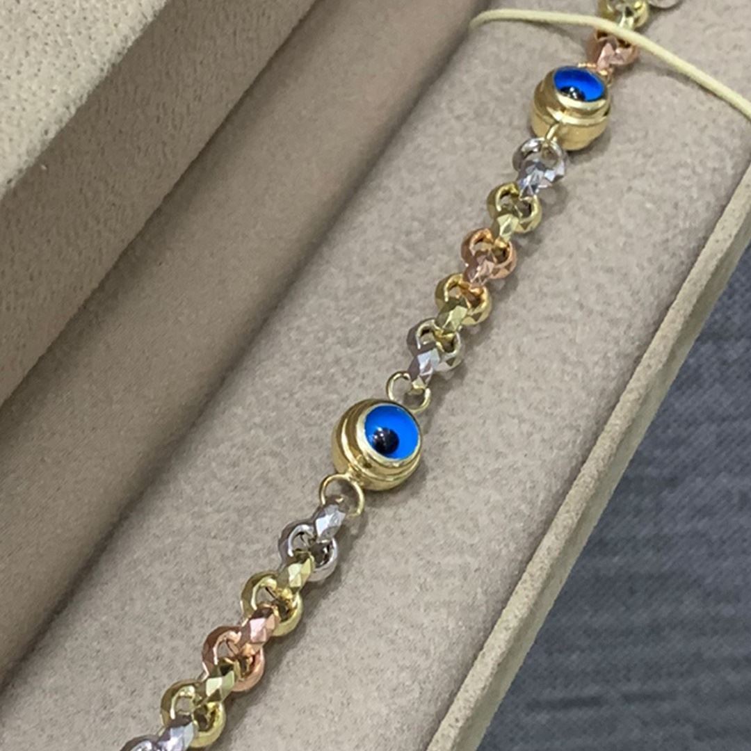 Renkli Lazerli Altın Gözlü Bileklik Y00019