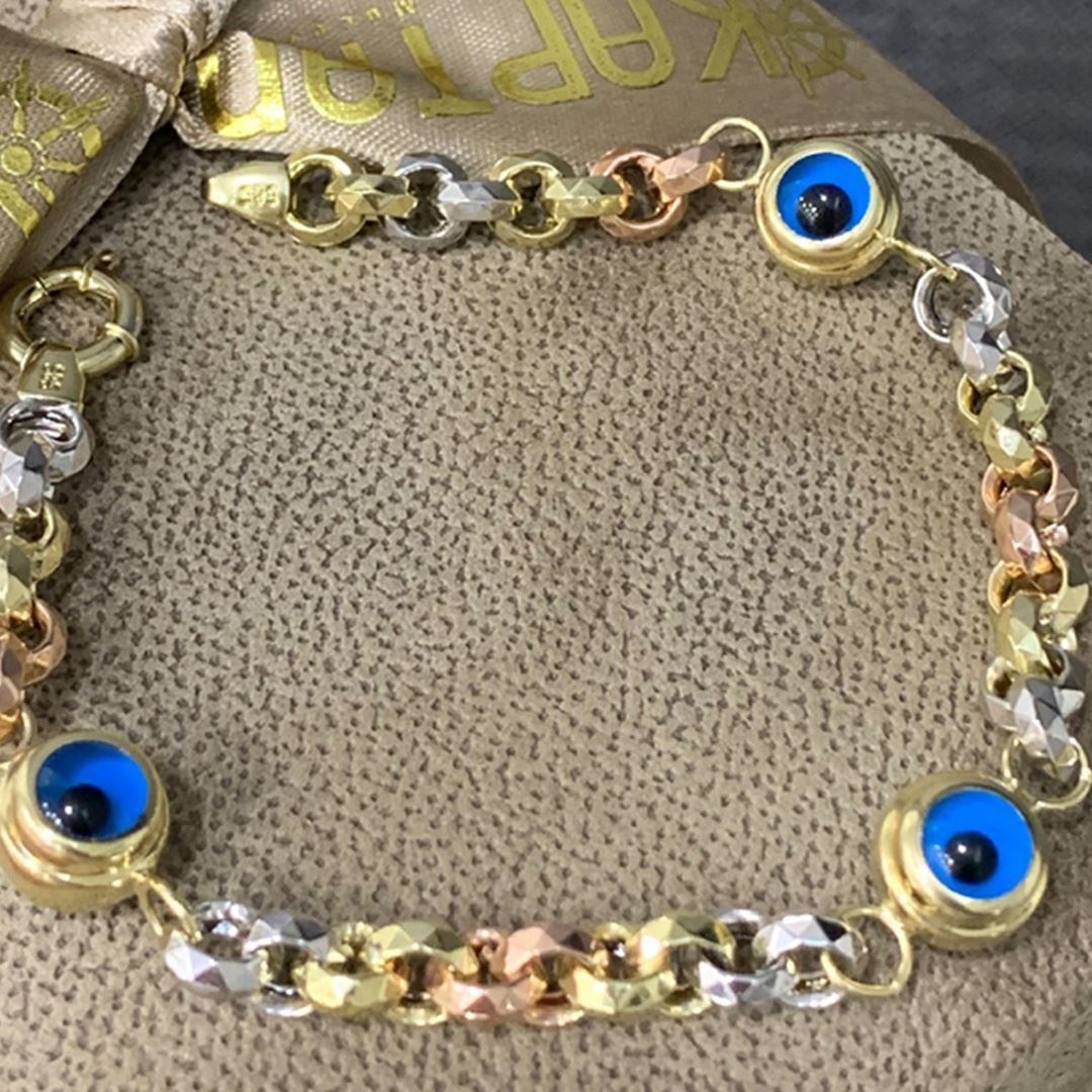 Renkli Lazerli Altın Gözlü Bileklik Y00019