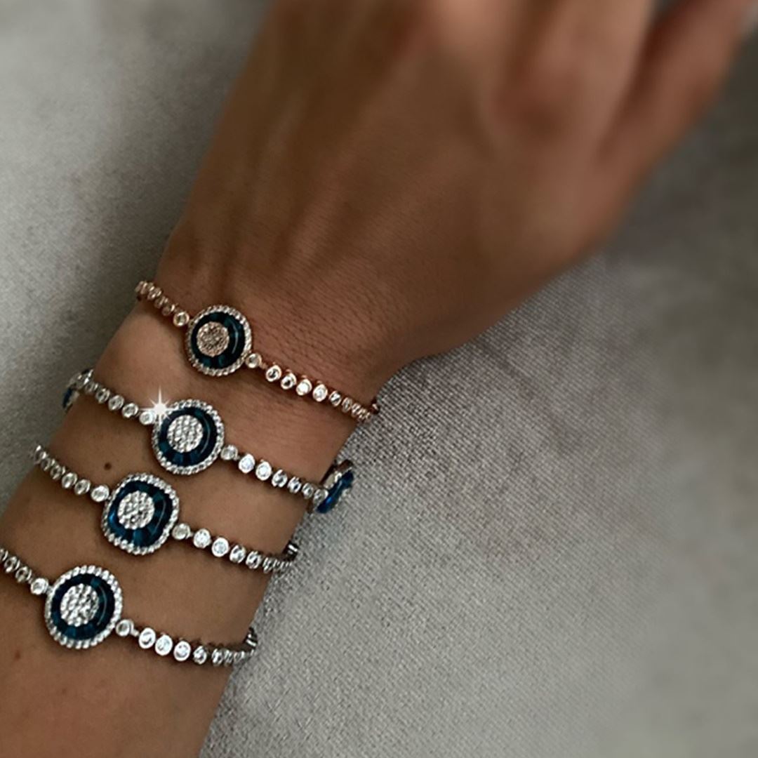 Mavi Boncuklu Taşlı Bileklik Y00023