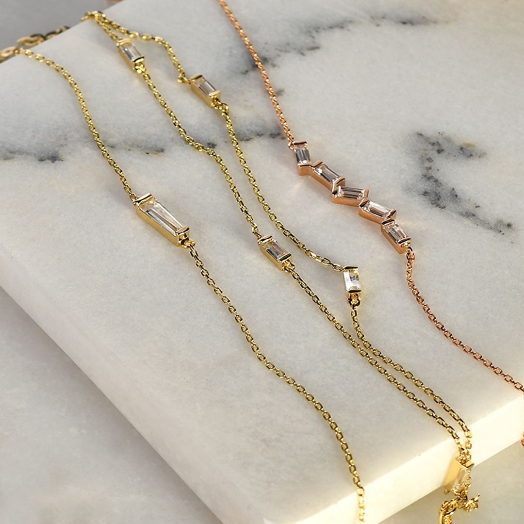 Bagetto Zigzag Altın Bileklik PI0036