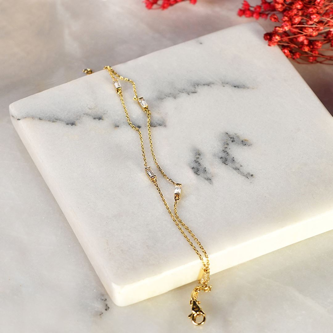 Bagetto Çift Sıra Altın Bileklik PI0037