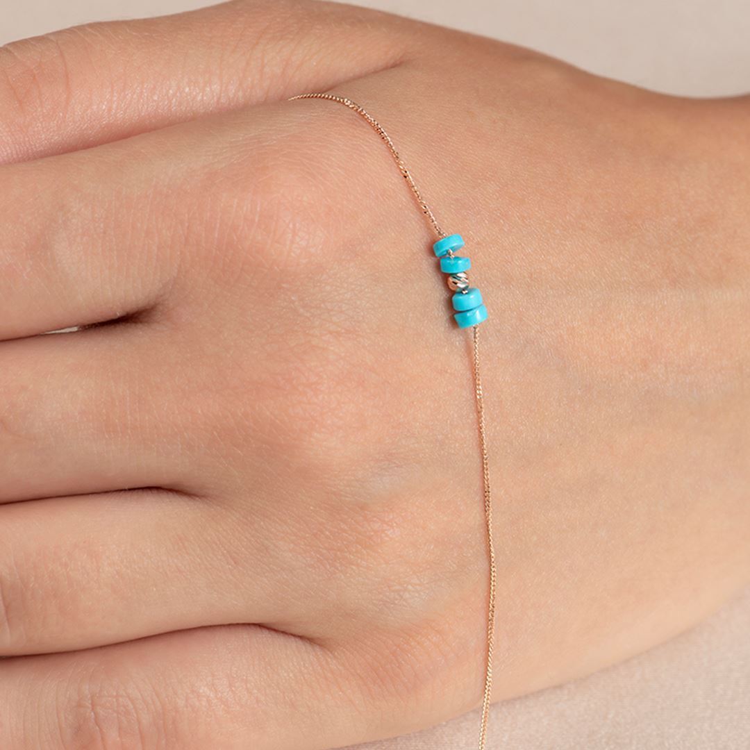 Gravity İkili Firuze Altın Bileklik PI0040