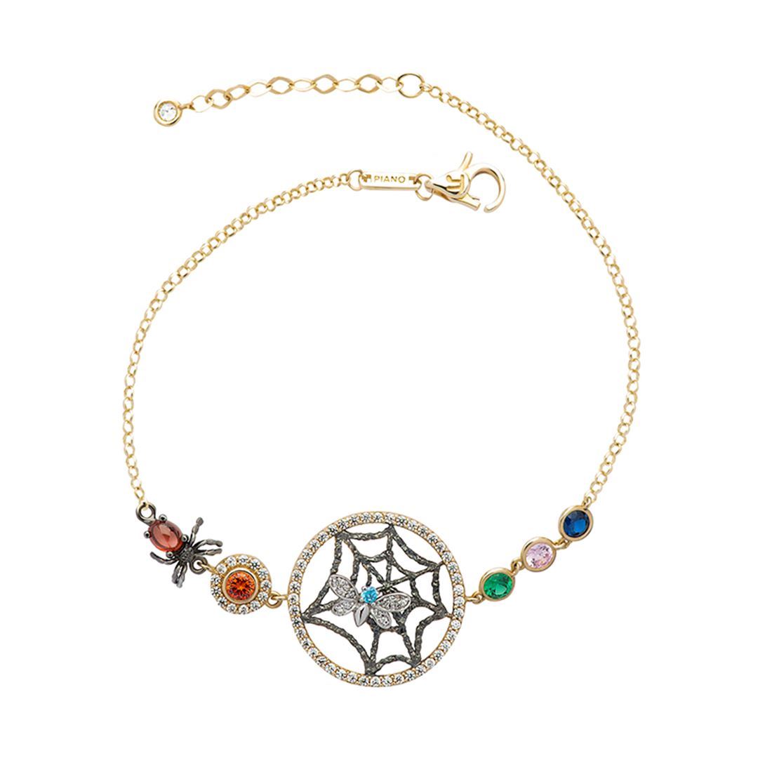 Maman Taşlı Örümcek Altın Bileklik PI0054