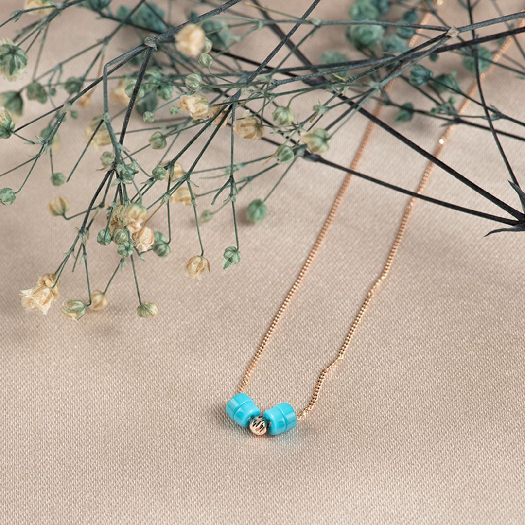 Gravity İkili Firuze Altın Bileklik PI0061