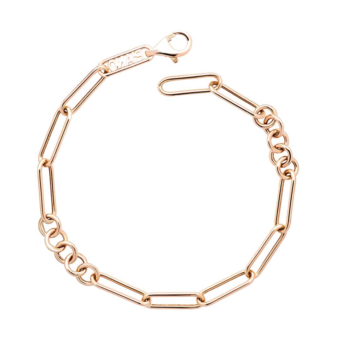 Link Halka Ve Dikdörtgen Altın Bileklik PI0070