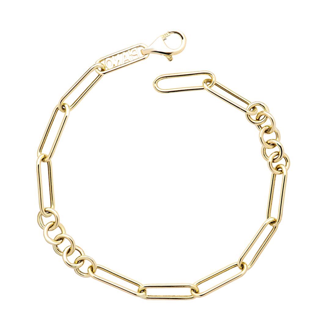 Link Halka Ve Dikdörtgen Altın Bileklik PI0070