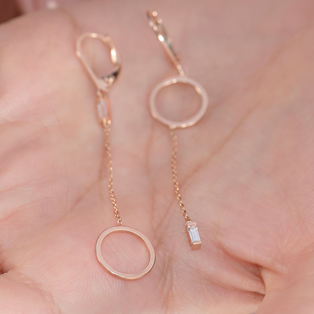 Bagetto Asimetrik Altın Küpe PI0150