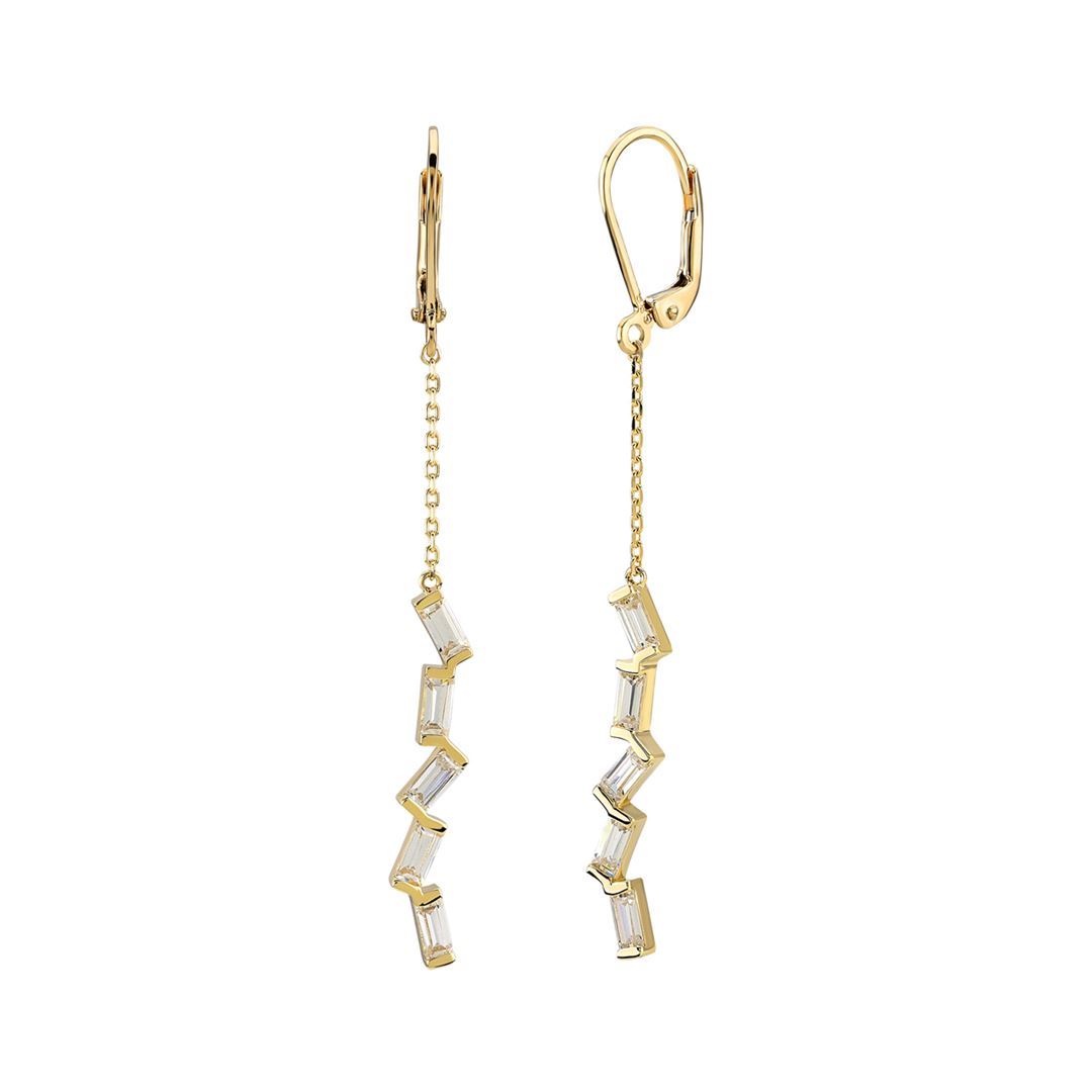 Bagetto Zigzag Altın Küpe PI0151