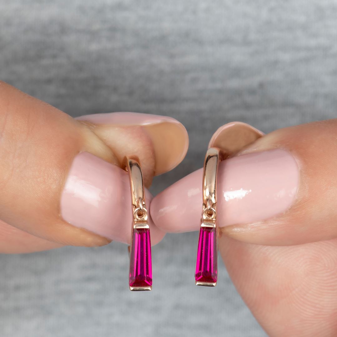 Bagetto Trapez Altın Küpe PI0156