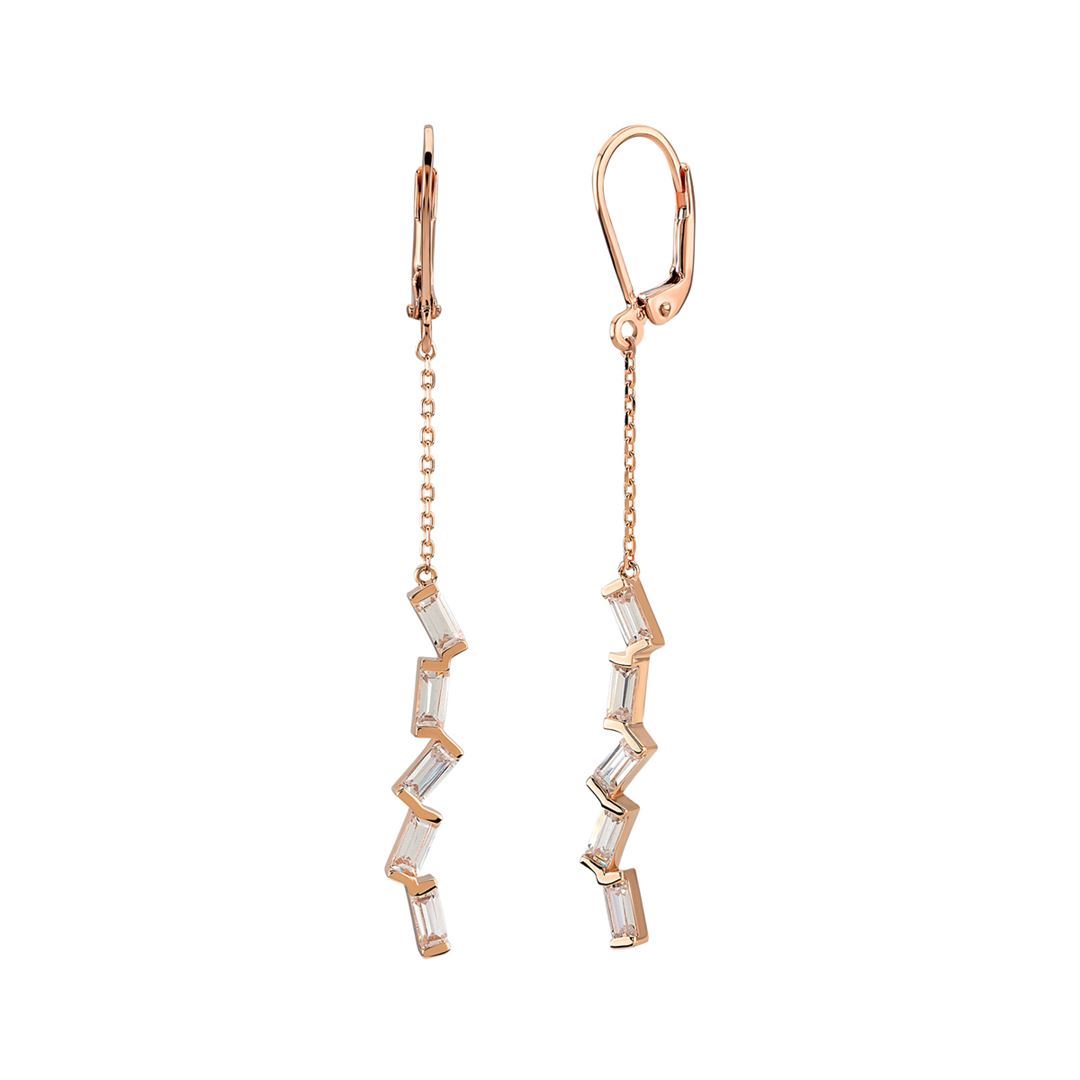 Bagetto Zigzag Altın Küpe PI0158