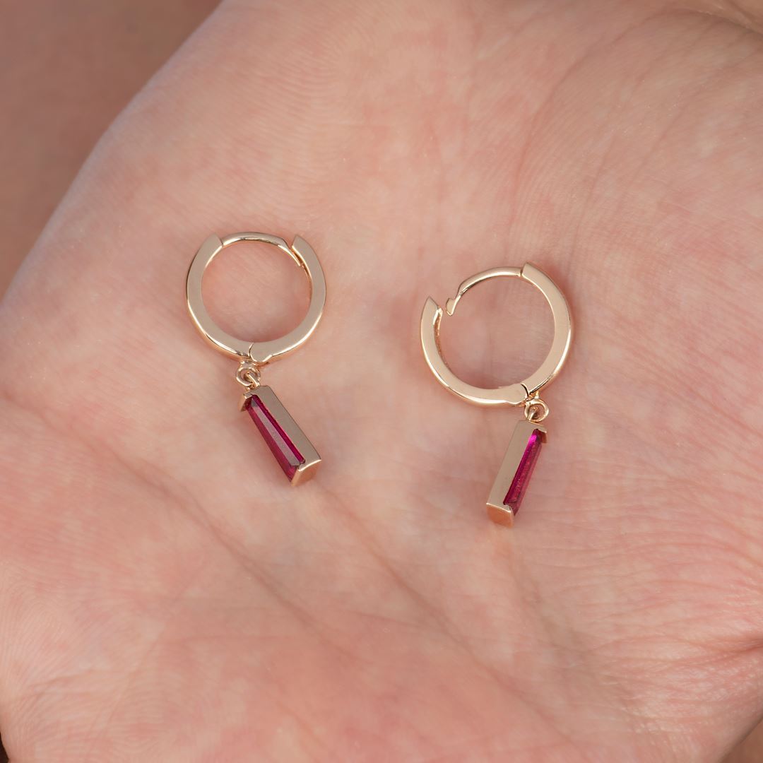 Bagetto Trapez Altın Küpe PI0156