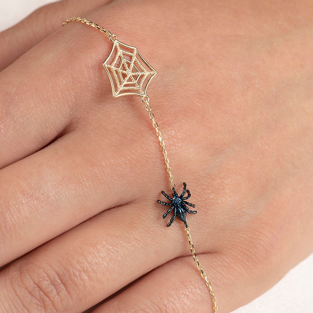 Maman Örümcek Ve Ağ Altın Bileklik PI0137