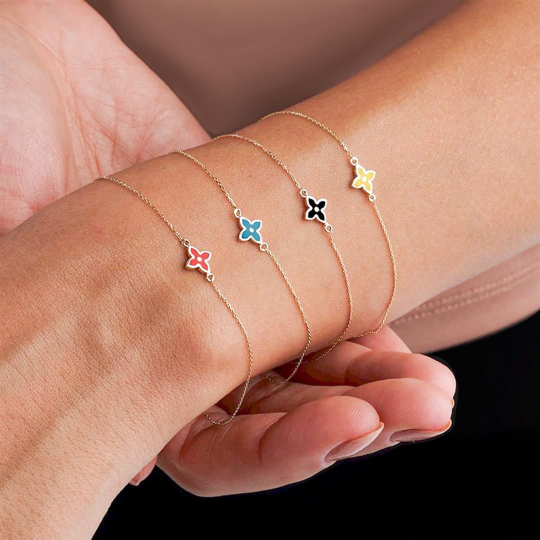 Cabaret Çicekli Mineli Altın Bileklik PI0142