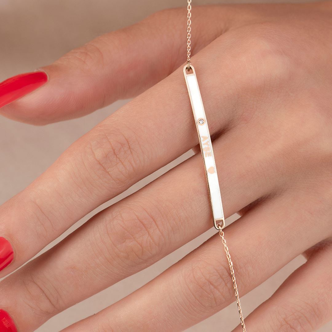 Rhythm İsim Mineli Altın Bileklik PI0148