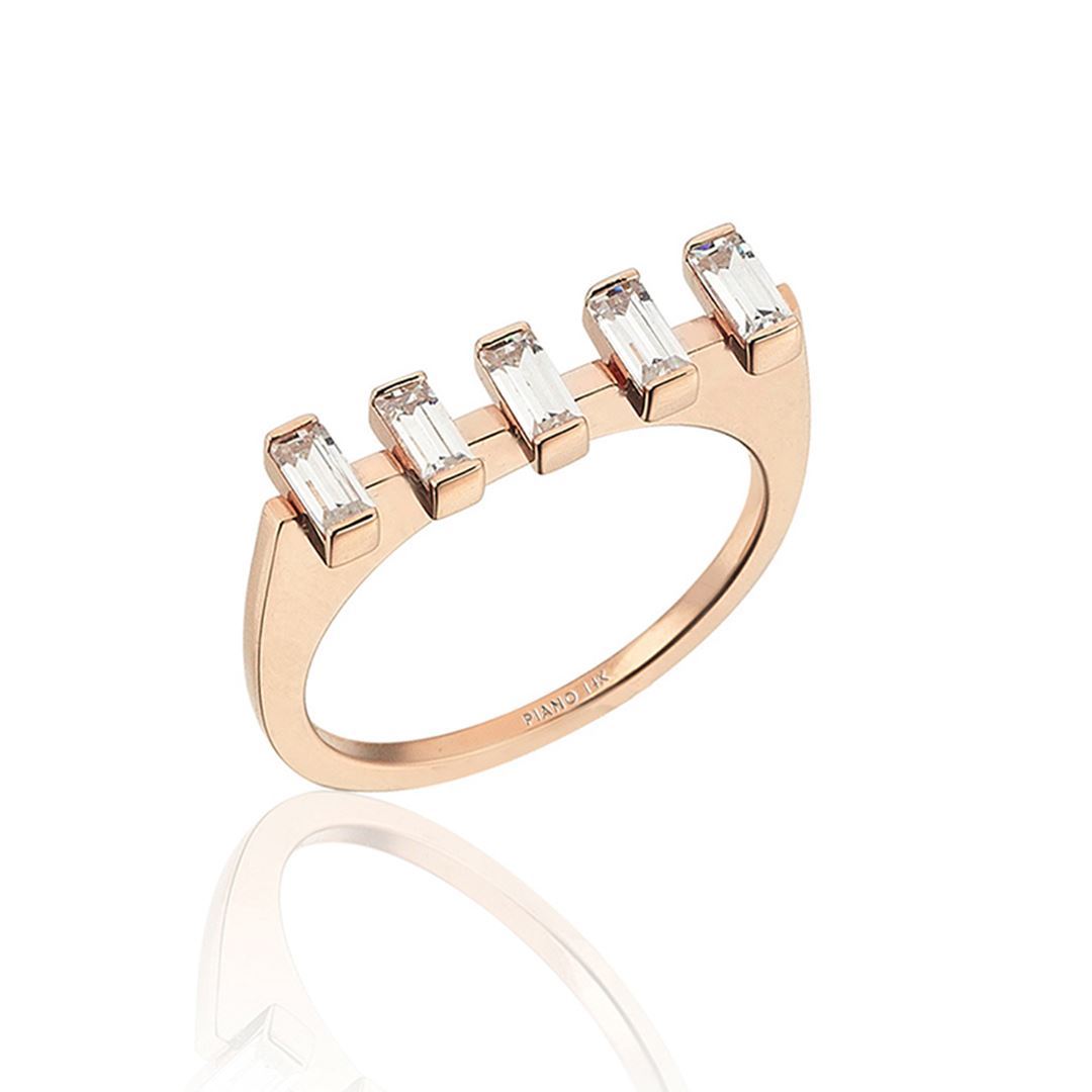 Bagetto Beşli Baget Altın Yüzük PI0163