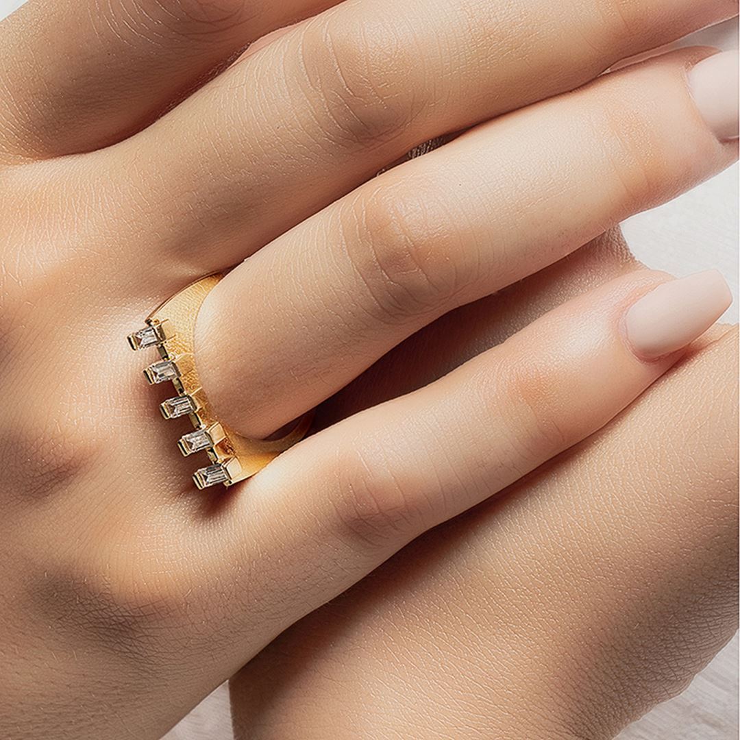 Bagetto Beşli Baget Altın Yüzük PI0163