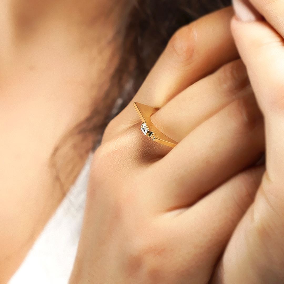 Bagetto Kare Altın Yüzük PI0164