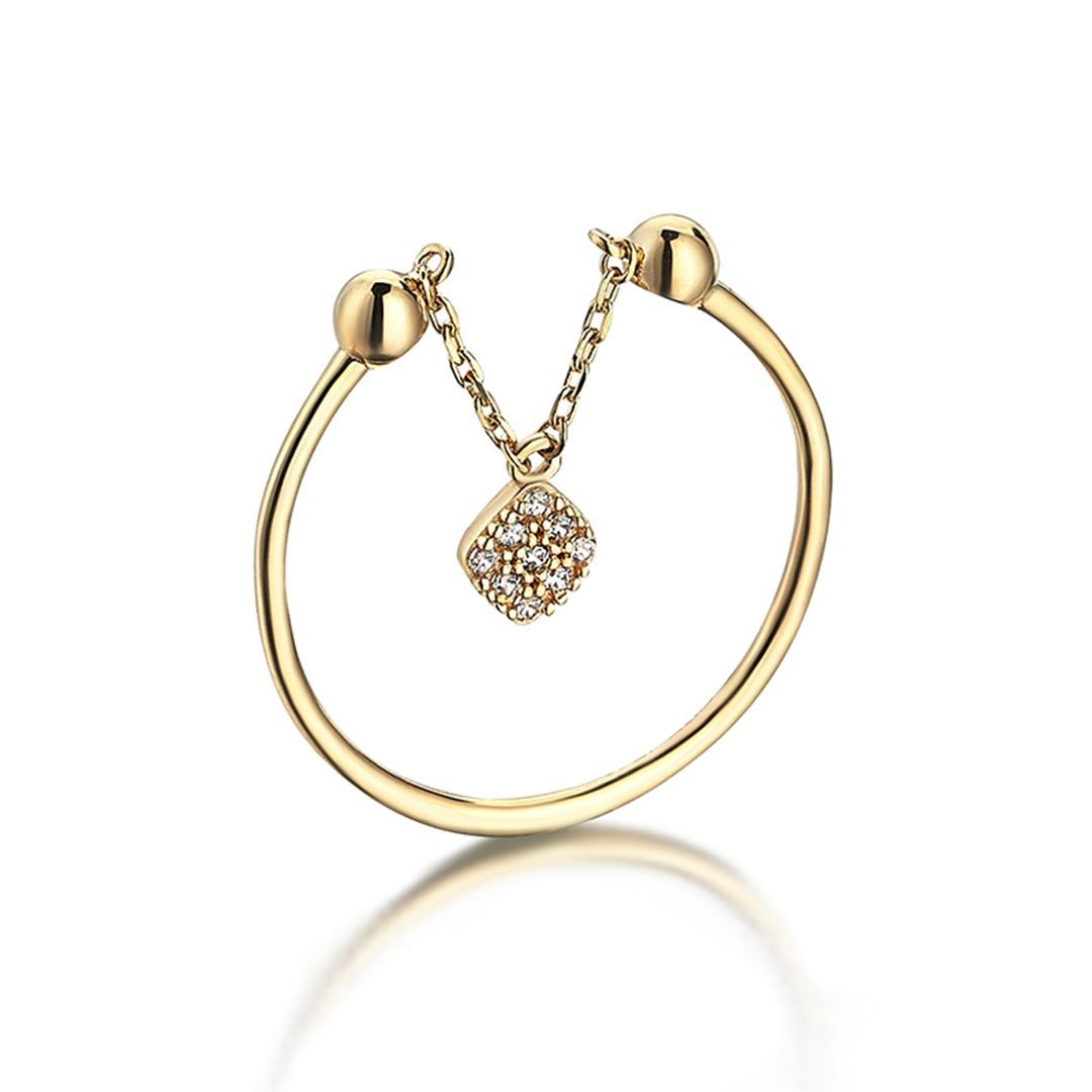 Cabaret Sallantılı Karo Altın Yüzük PI0188