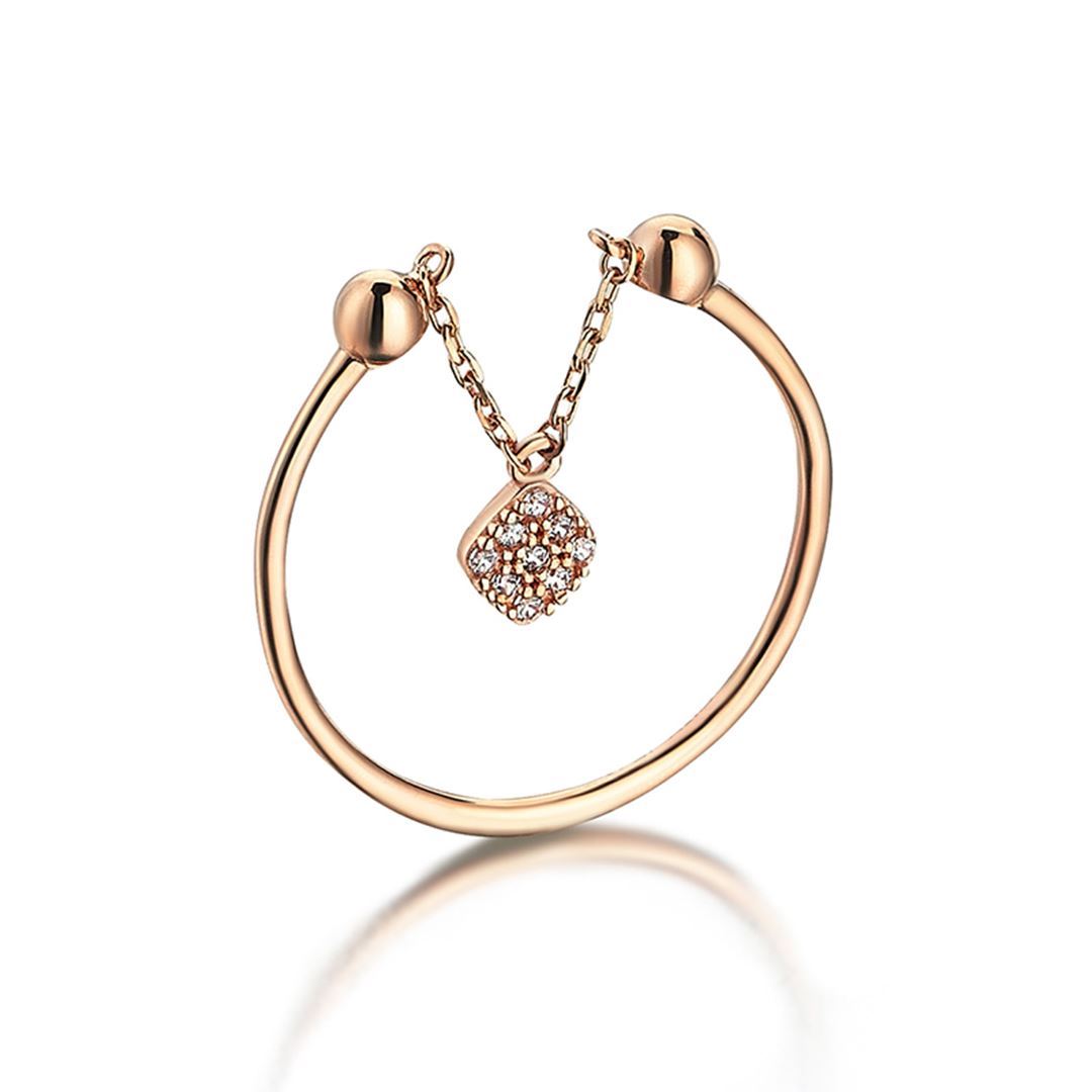 Cabaret Sallantılı Karo Altın Yüzük PI0188