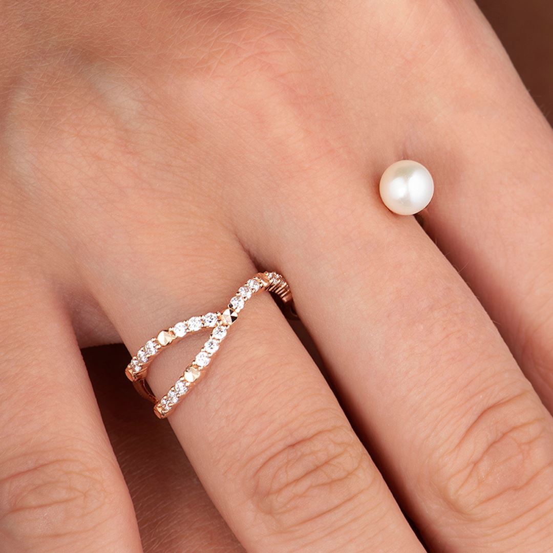 Cabaret Couple İnci Altın Yüzük PI0191