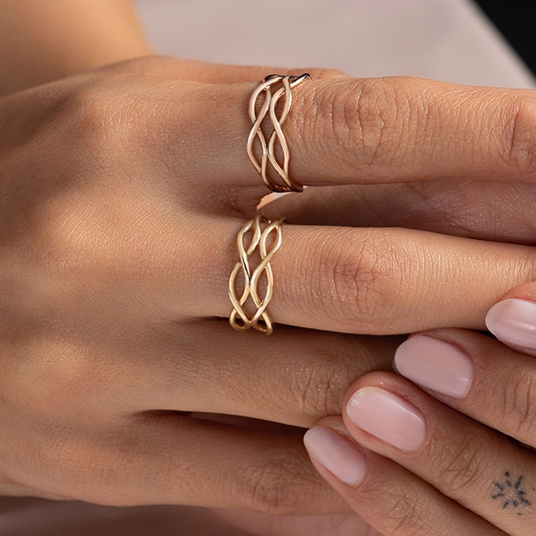 İkili Mirror Altın Yüzük PI0192